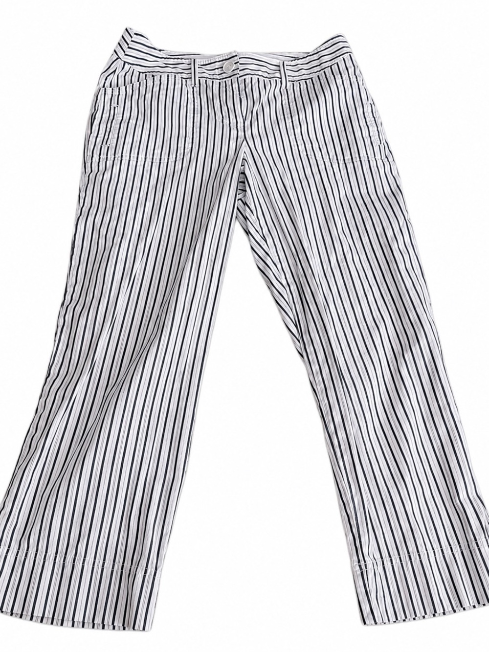 LOFT Black and White Vertical Stripe Chinos